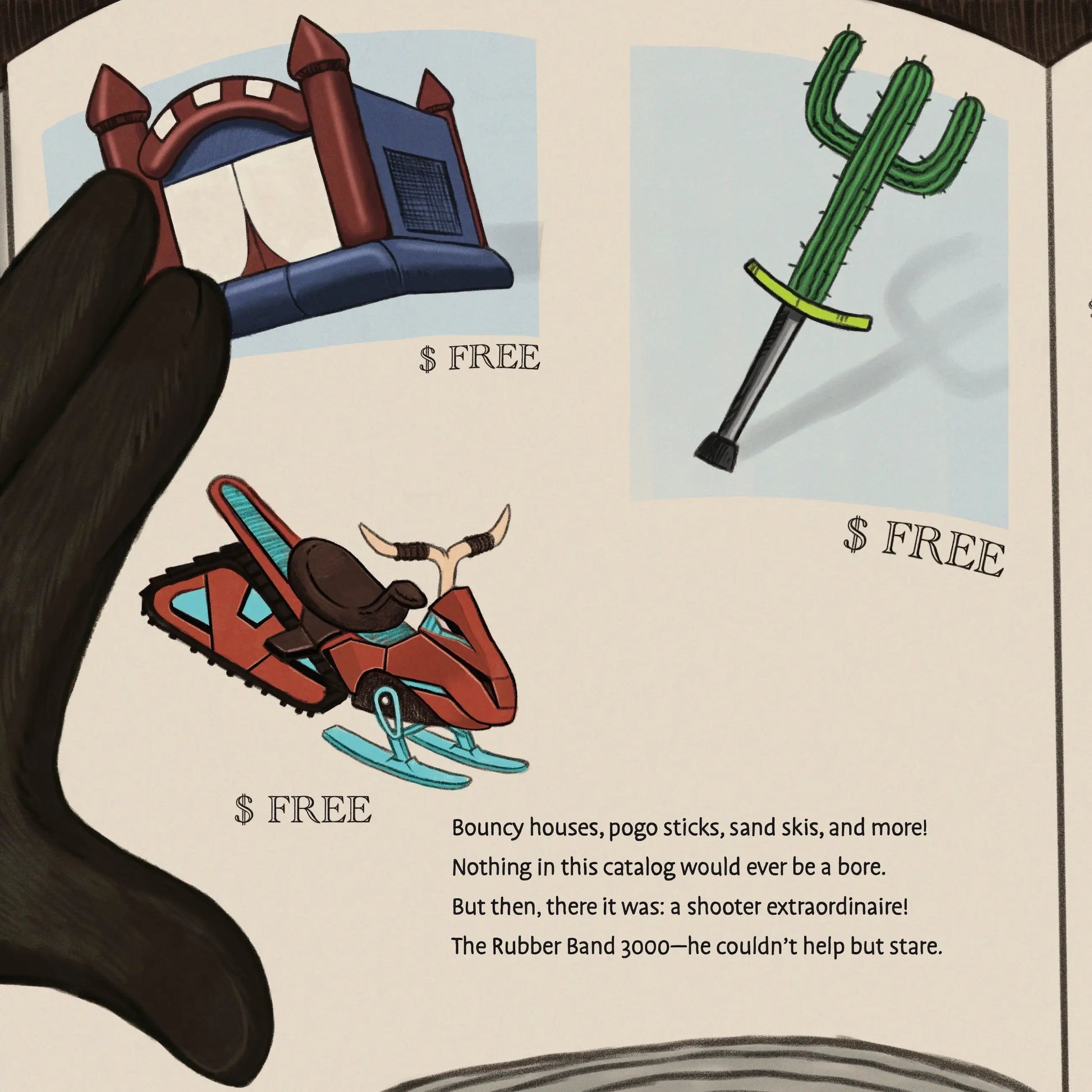 An interior page from "I Love Black Heart," featuring a hand holding a book with a cactus illustration.