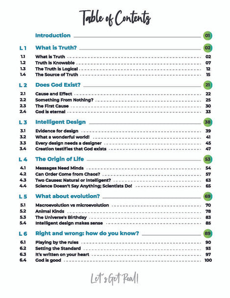 Let's Get Real! Examining the Evidence for God (6-8th Grade) - Student WORKBOOK