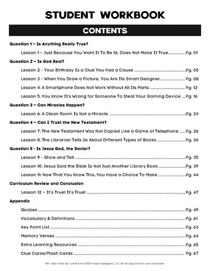 Yes, God is Real! Examining the Evidence for God (2-5th Grade) - STUDENT Workbook