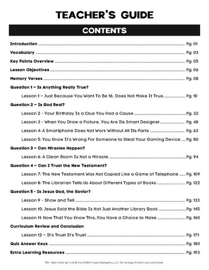 Yes, God is Real! Examining the Evidence for God (2-5th Grade) - Teacher GUIDE