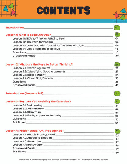 Train Your Brain: An Introduction to Logic (6-8th Grade) - STUDENT Workbook (TYBStudent)