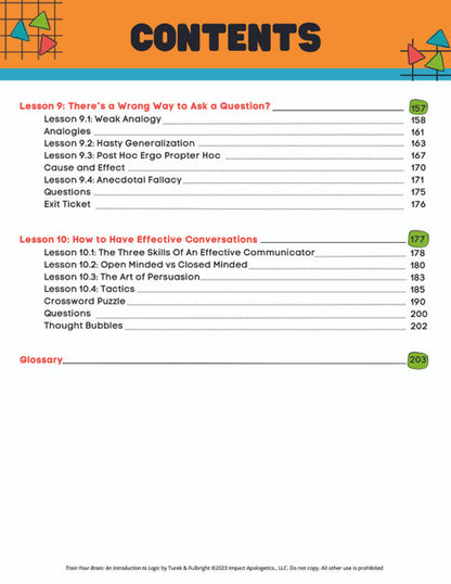 Train Your Brain: An Introduction to Logic (6-8th Grade) - STUDENT Workbook (TYBStudent)